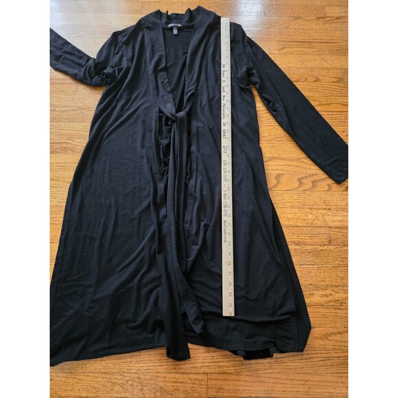 Eileen Fisher Medium Black Tencel Blend Long Belted Duster Cardigan Sweater - Picture 10 of 10